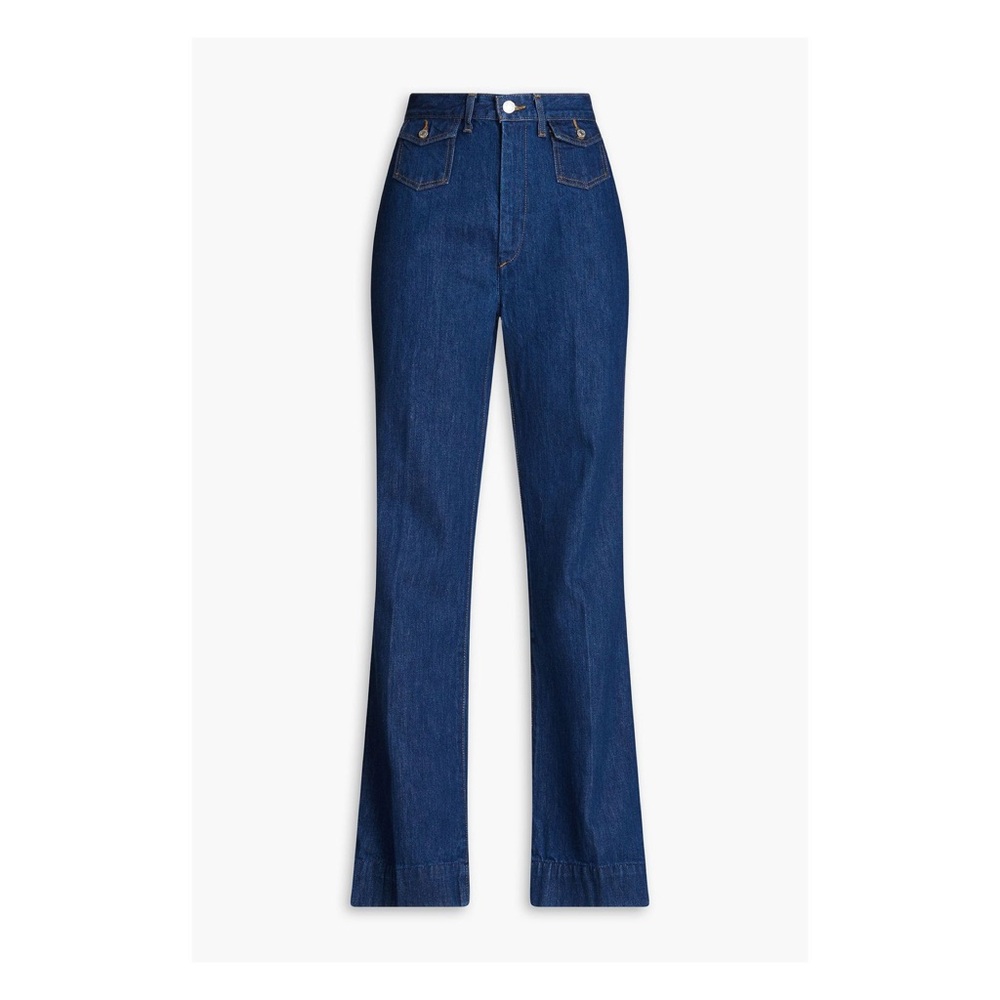 New! RE/DONE Retro 70s Pocket Wide Leg High Rise  Jeans
